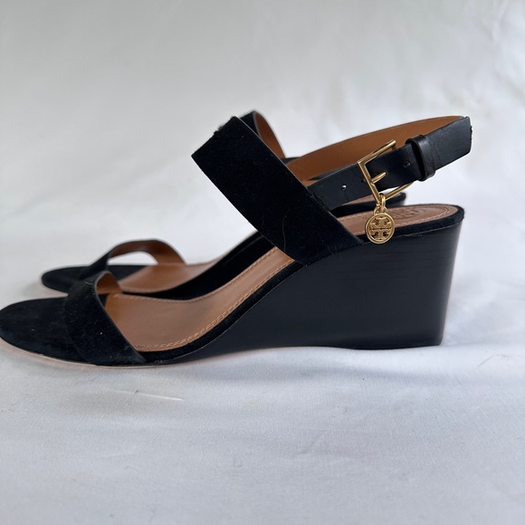 Brand New Tory Burch Mini Benton Sandal Wedge Sandals w/ Backstrap Size 40 Black - Picture 3 of 9